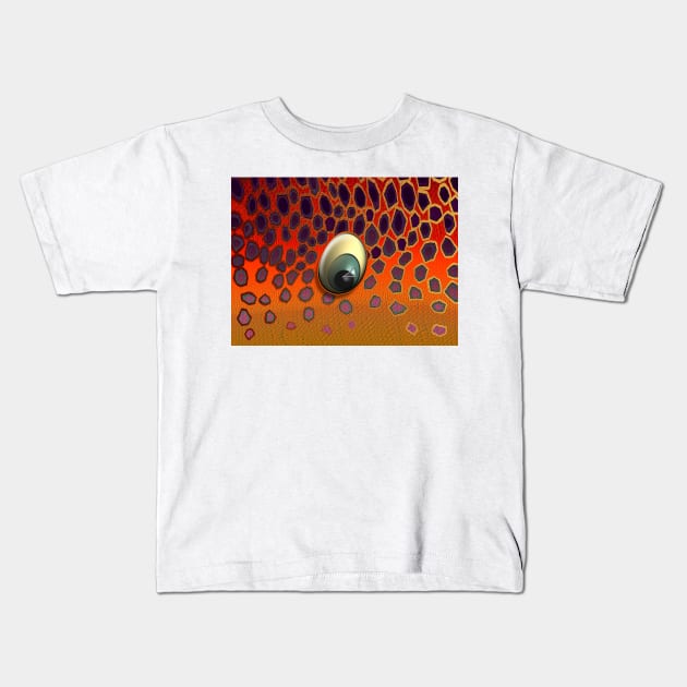 Orange Brown Trout Camo Kids T-Shirt by MikaelJenei